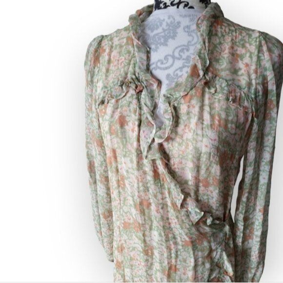 Esqualo Floral Ruffle Wrap Dress NWT Sz 6 - Picture 3 of 10